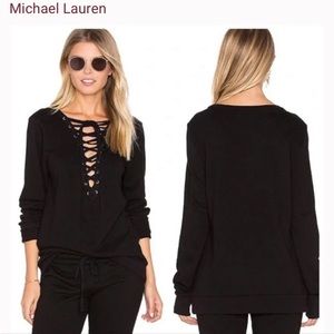 Michael Lauren Dominic Lace Up Pullover Sweatshirt